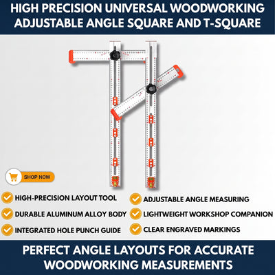 High Precision Universal Woodworking Adjustable Angle Square and T-Square