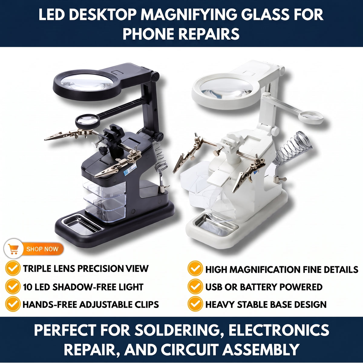 LED Desktop Magnifying Glass for Phone Repairs