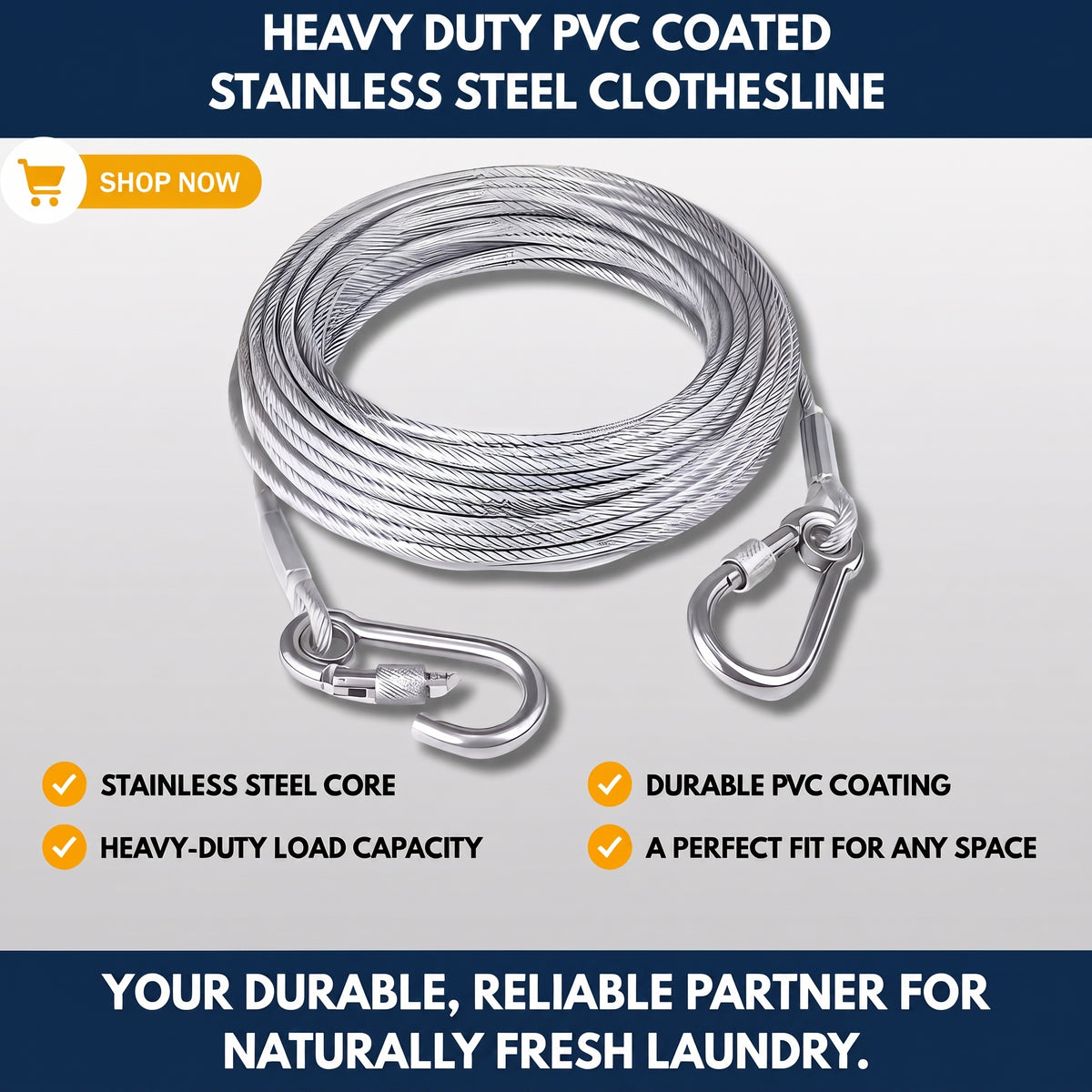 Heavy Duty PVC Coated Stainless Steel Clothesline