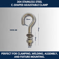 304 Stainless Steel C-Shaped Adjustable Clamp
