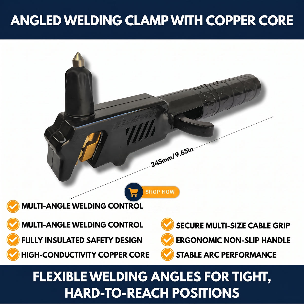 Angled Welding Clamp with Copper Core