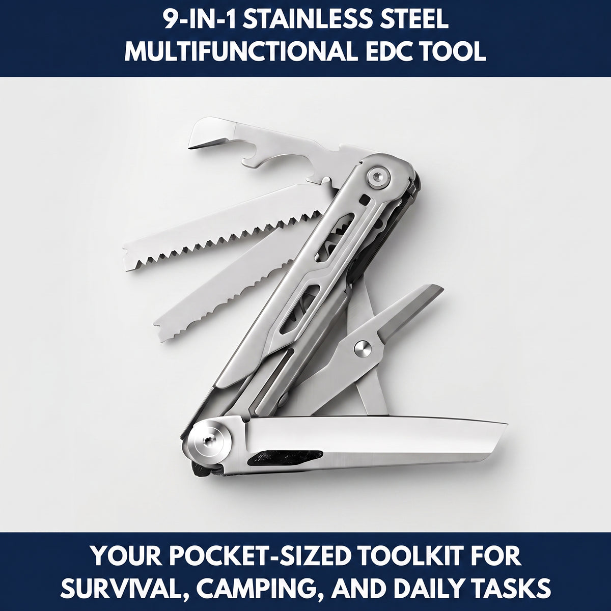 9-in-1 Stainless Steel Multifunctional EDC Tool