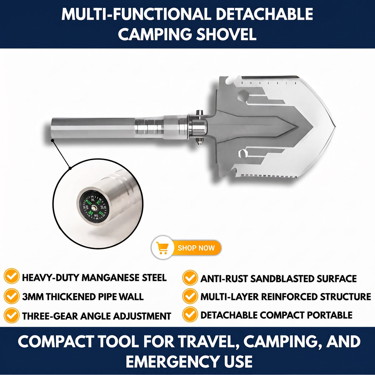 Multi-Functional Detachable Camping Shovel