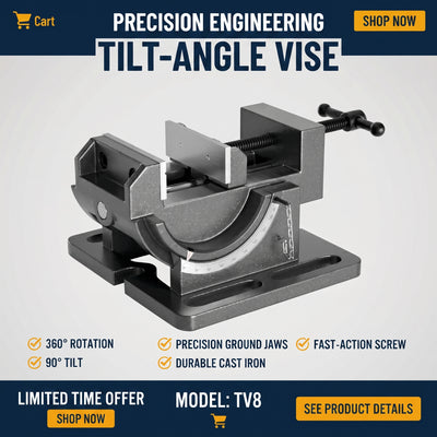 0-90° Tilting Angle Drill Press Vise — Heavy-Duty Cast Iron Bench Clamp with Precision Angle Scale