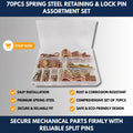 70PCS Spring Steel Retaining & Lock Pin Assortment Set