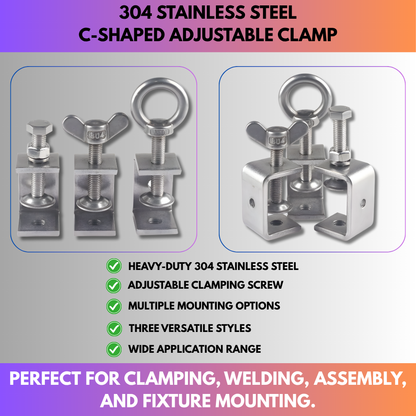 304 Stainless Steel C-Shaped Adjustable Clamp