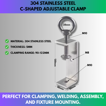 304 Stainless Steel C-Shaped Adjustable Clamp