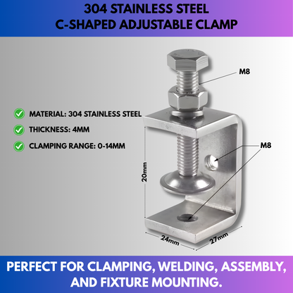 304 Stainless Steel C-Shaped Adjustable Clamp