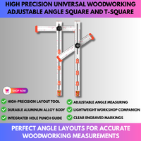 High Precision Universal Woodworking Adjustable Angle Square and T-Square