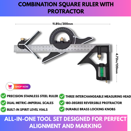 Combination Square Ruler With Protractor