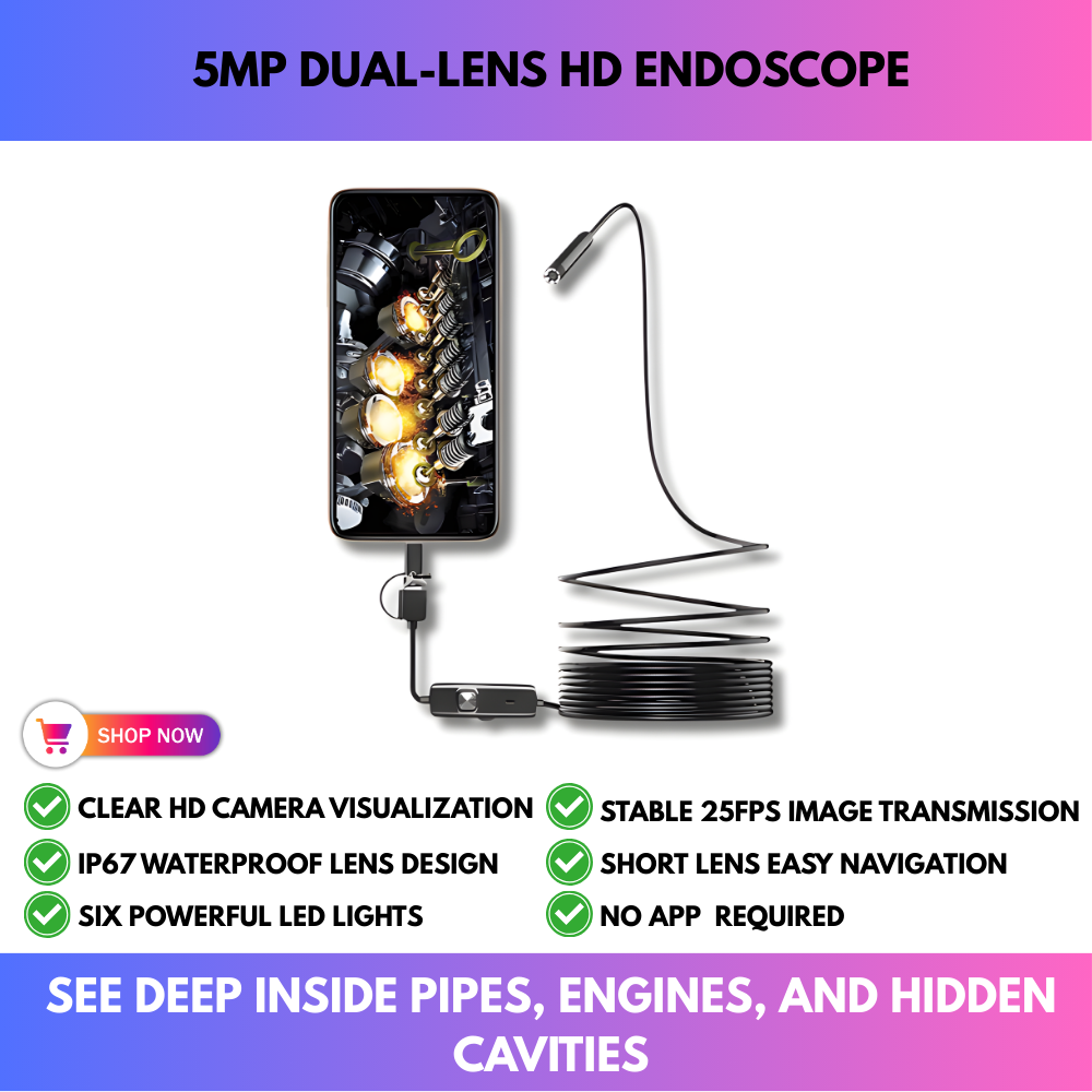 5MP Dual-Lens HD Endoscope