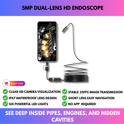 5MP Dual-Lens HD Endoscope