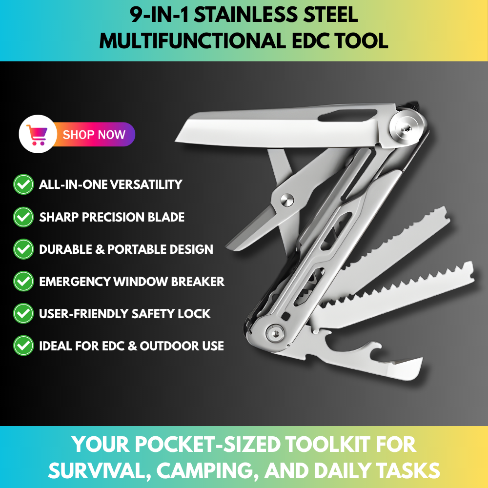 9-in-1 Stainless Steel Multifunctional EDC Tool