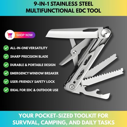 9-in-1 Stainless Steel Multifunctional EDC Tool