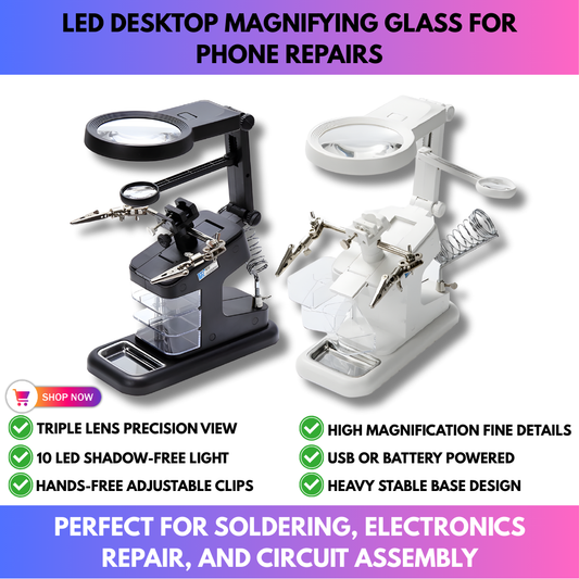 LED Desktop Magnifying Glass for Phone Repairs