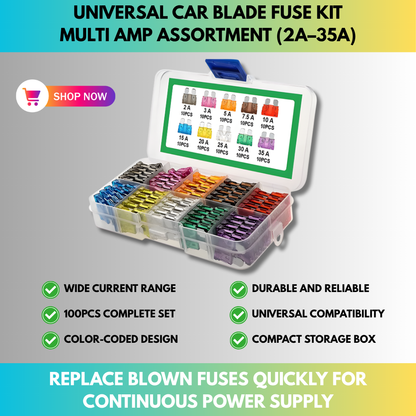 Universal Car Blade Fuse Kit – Multi Amp Assortment (2A–35A)