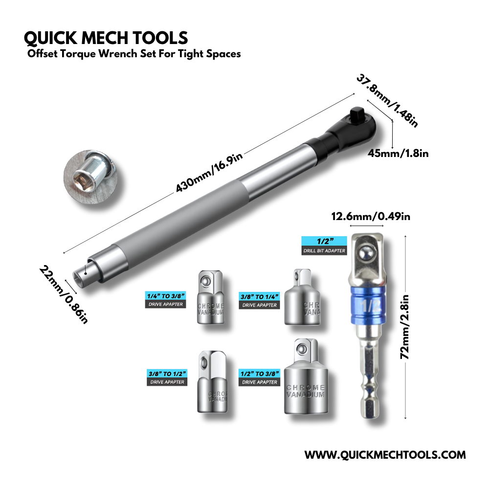 Offset Torque Wrench Set For Tight Spaces