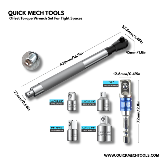 Offset Torque Wrench Set For Tight Spaces
