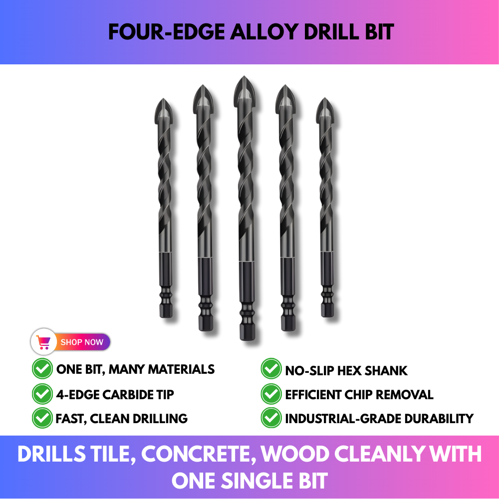 Four-Edge Alloy Drill Bit
