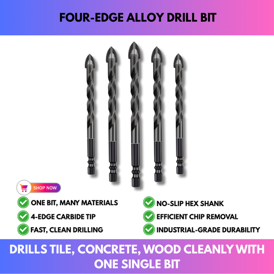 Four-Edge Alloy Drill Bit