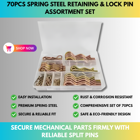 70PCS Spring Steel Retaining & Lock Pin Assortment Set