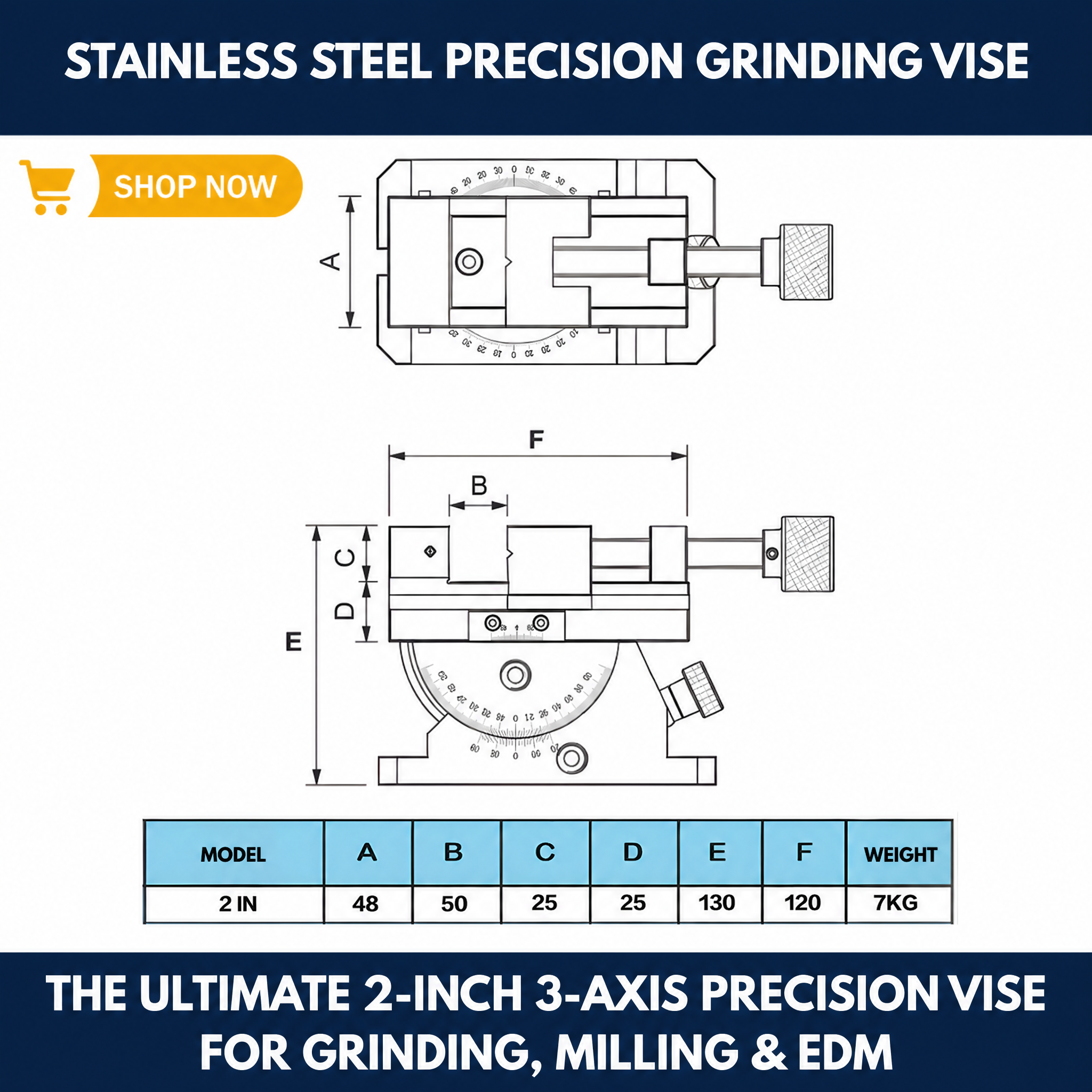 2-Inch Stainless Steel Precision Grinding Vise