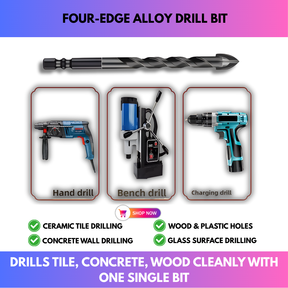 Four-Edge Alloy Drill Bit