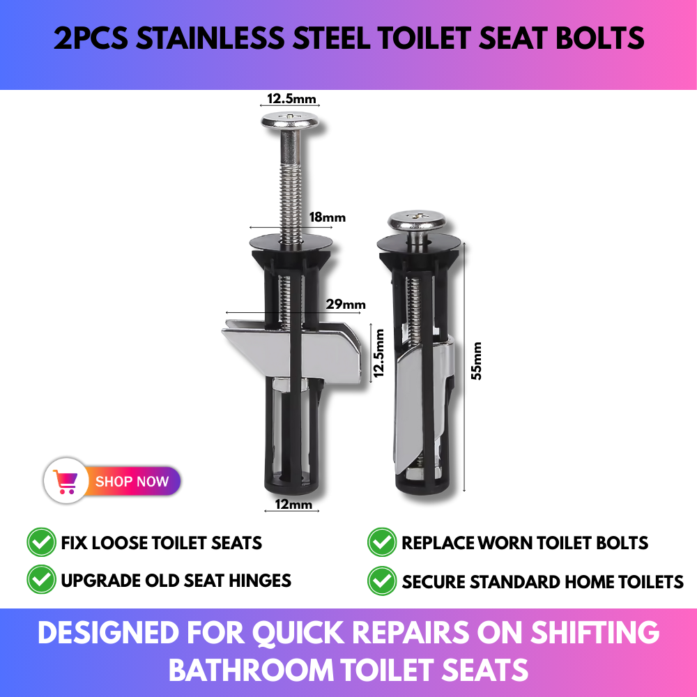 2Pcs Stainless Steel Toilet Seat Bolts