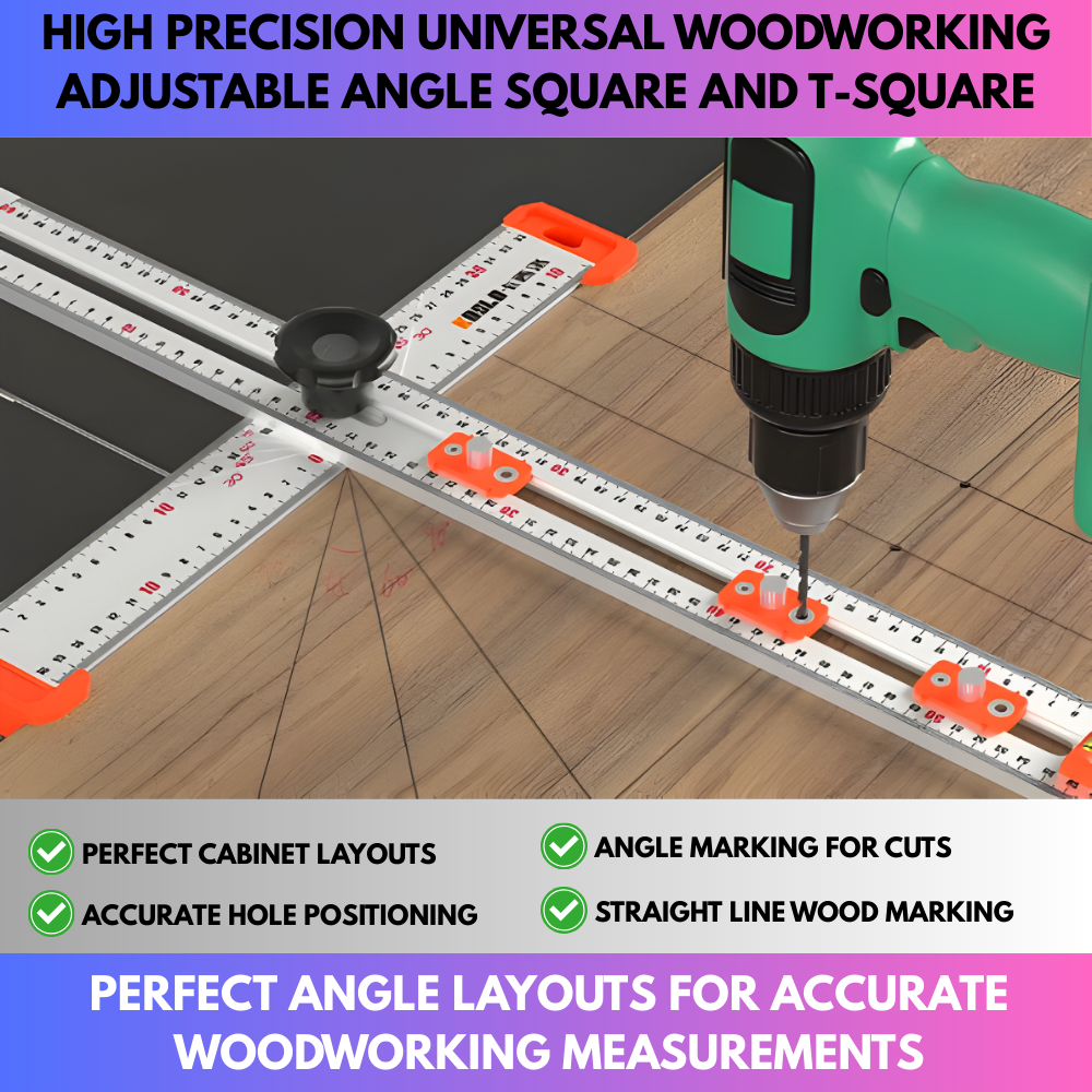 High Precision Universal Woodworking Adjustable Angle Square and T-Square