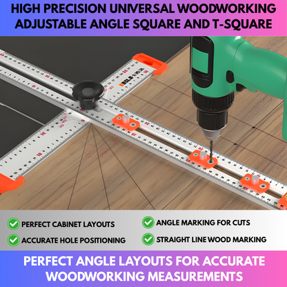 High Precision Universal Woodworking Adjustable Angle Square and T-Square