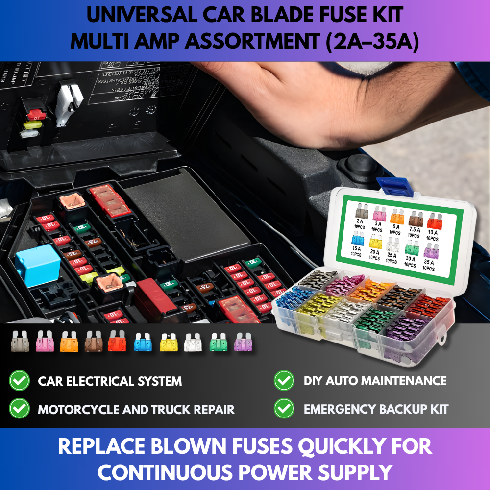 Fuse Box Kit Universal Car Blade Fuse Kit – Multi Amp Assortment (2A–35A) – QMT
