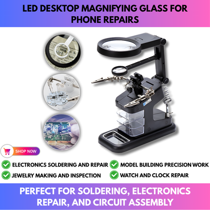 LED Desktop Magnifying Glass for Phone Repairs