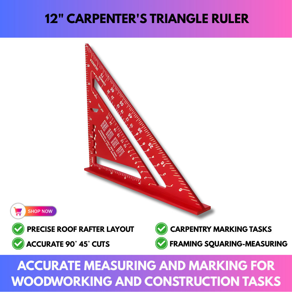 12" High Precision Carpenter's Triangle Ruler