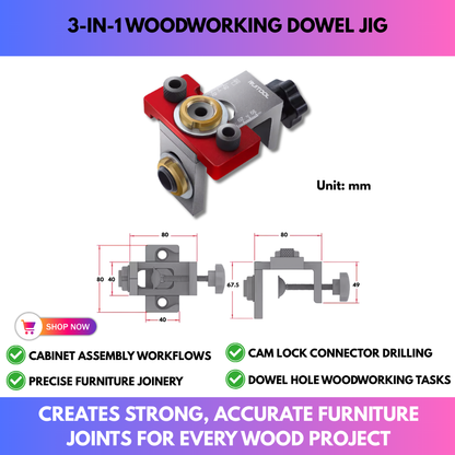 3-in-1 Woodworking Dowel Jig