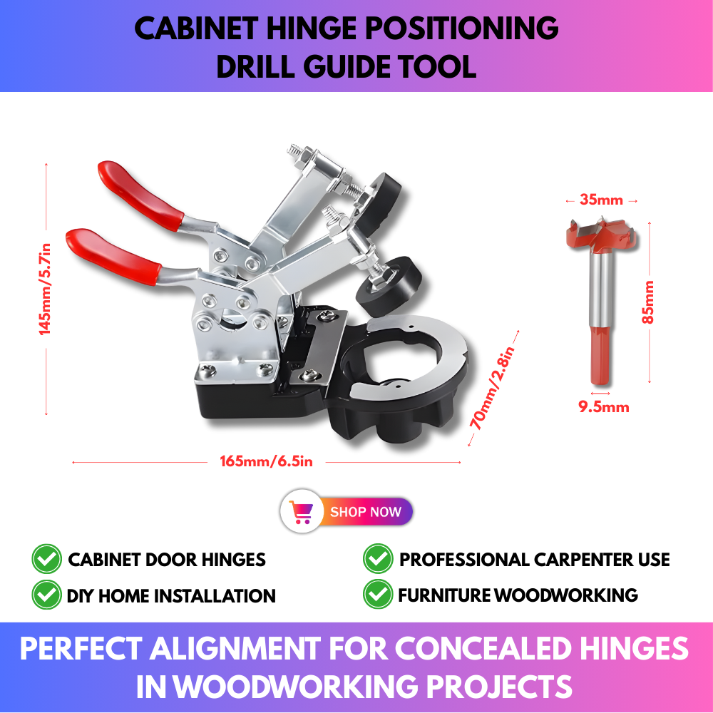 Cabinet Hinge Positioning Drill Guide Tool