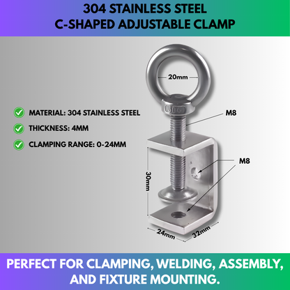 304 Stainless Steel C-Shaped Adjustable Clamp