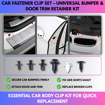 Car Fastener Clip Set – Universal Bumper & Door Trim Retainer Kit