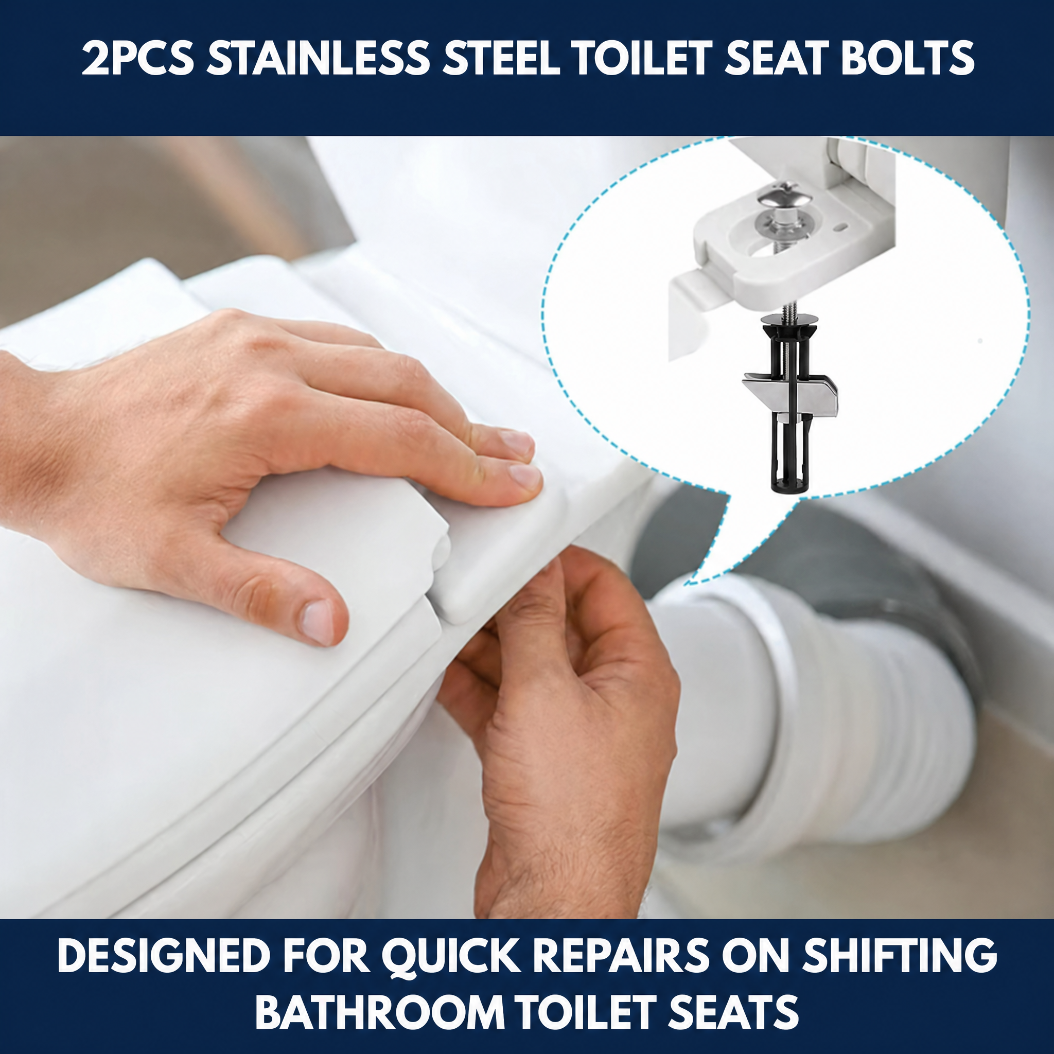 2Pcs Stainless Steel Toilet Seat Bolts