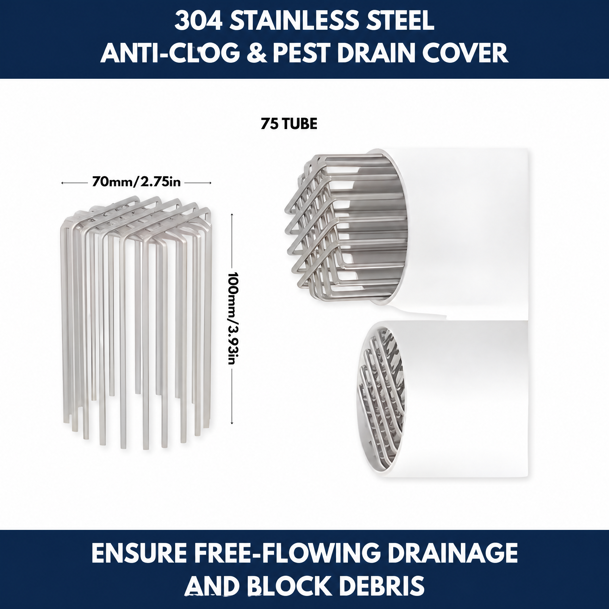 304 Stainless Steel Anti-Clog & Pest Drain Cover