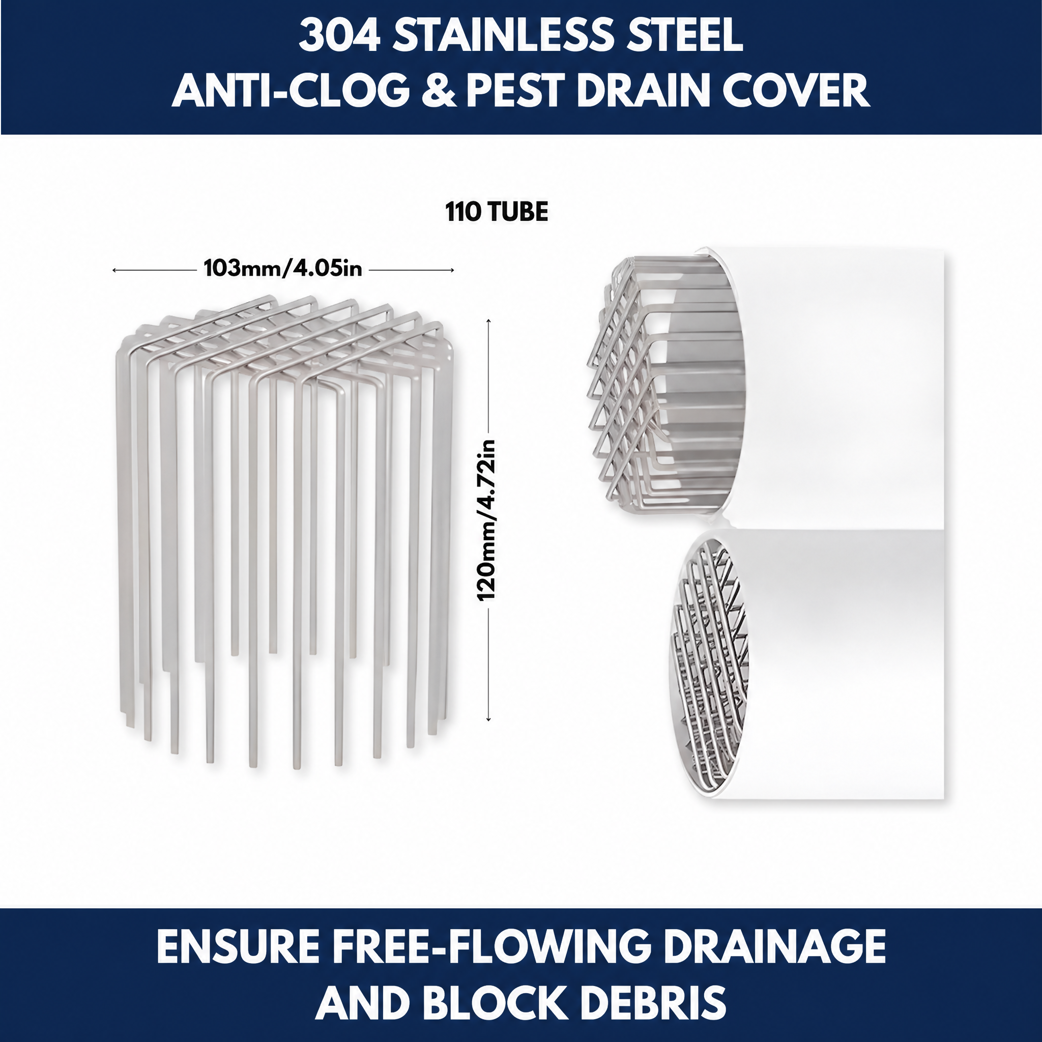 304 Stainless Steel Anti-Clog & Pest Drain Cover