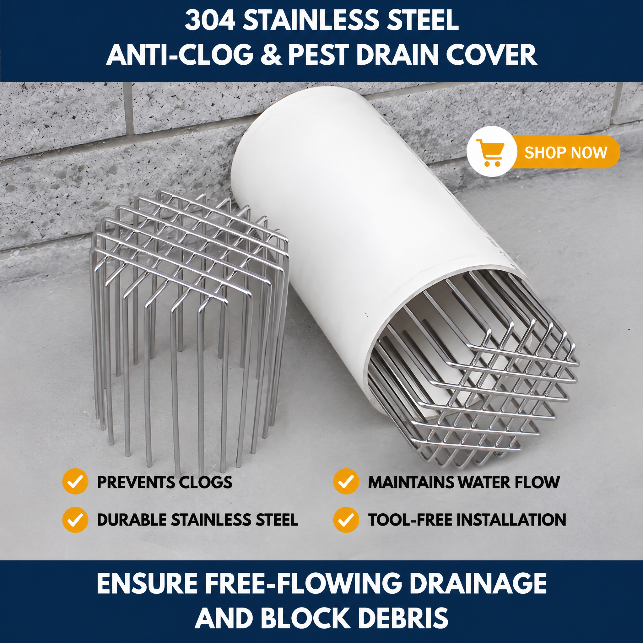 304 Stainless Steel Anti-Clog & Pest Drain Cover