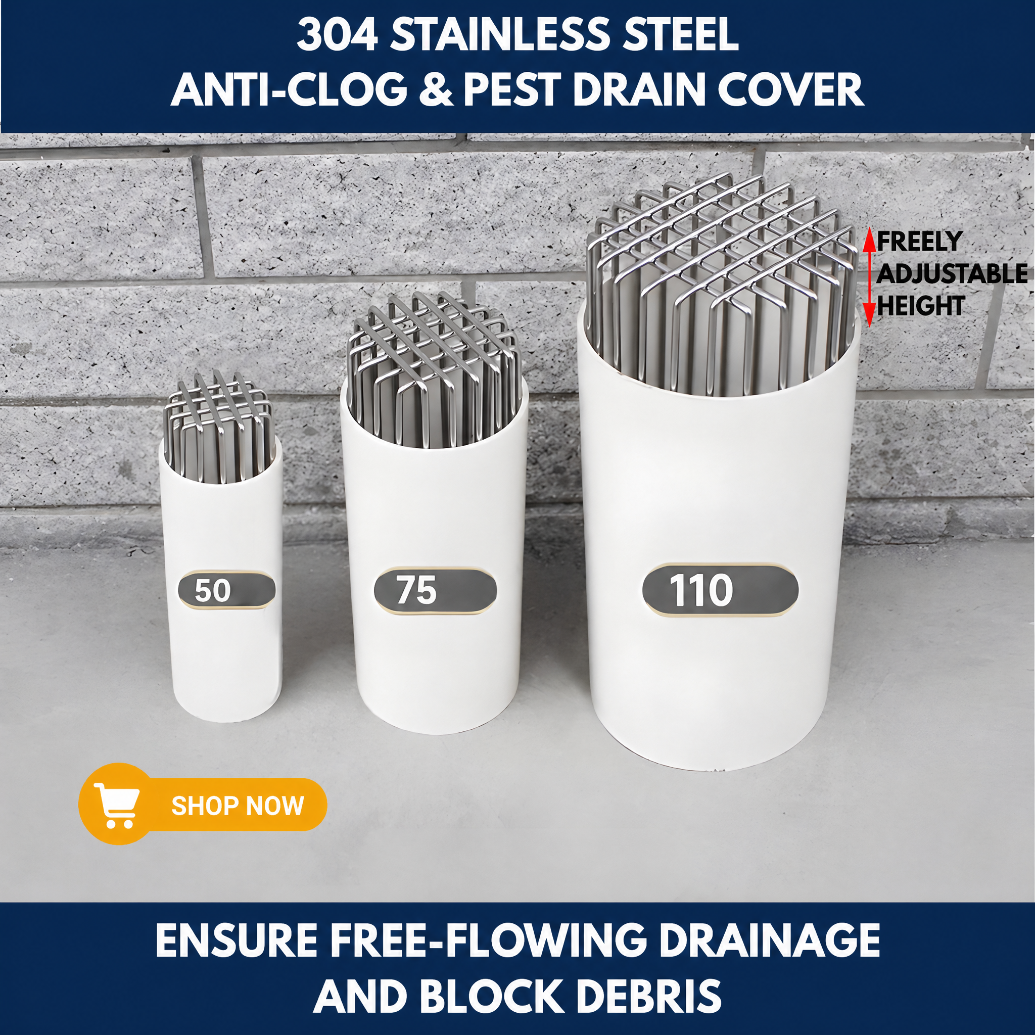 304 Stainless Steel Anti-Clog & Pest Drain Cover
