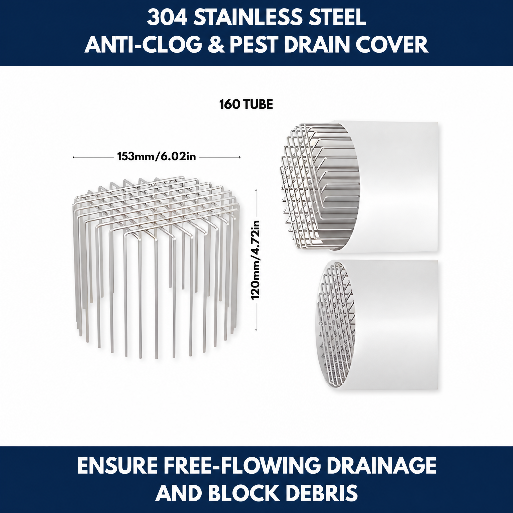 304 Stainless Steel Anti-Clog & Pest Drain Cover