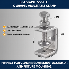 304 Stainless Steel C-Shaped Adjustable Clamp view 6
