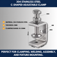 304 Stainless Steel C-Shaped Adjustable Clamp view 10