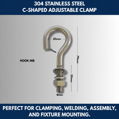 304 Stainless Steel C-Shaped Adjustable Clamp view 2
