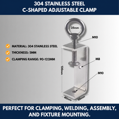 304 Stainless Steel C-Shaped Adjustable Clamp view 8