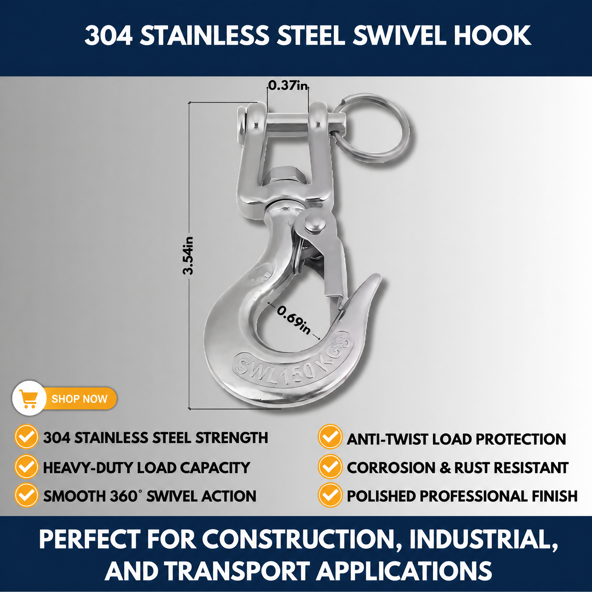 304 Stainless Steel Swivel Hook
