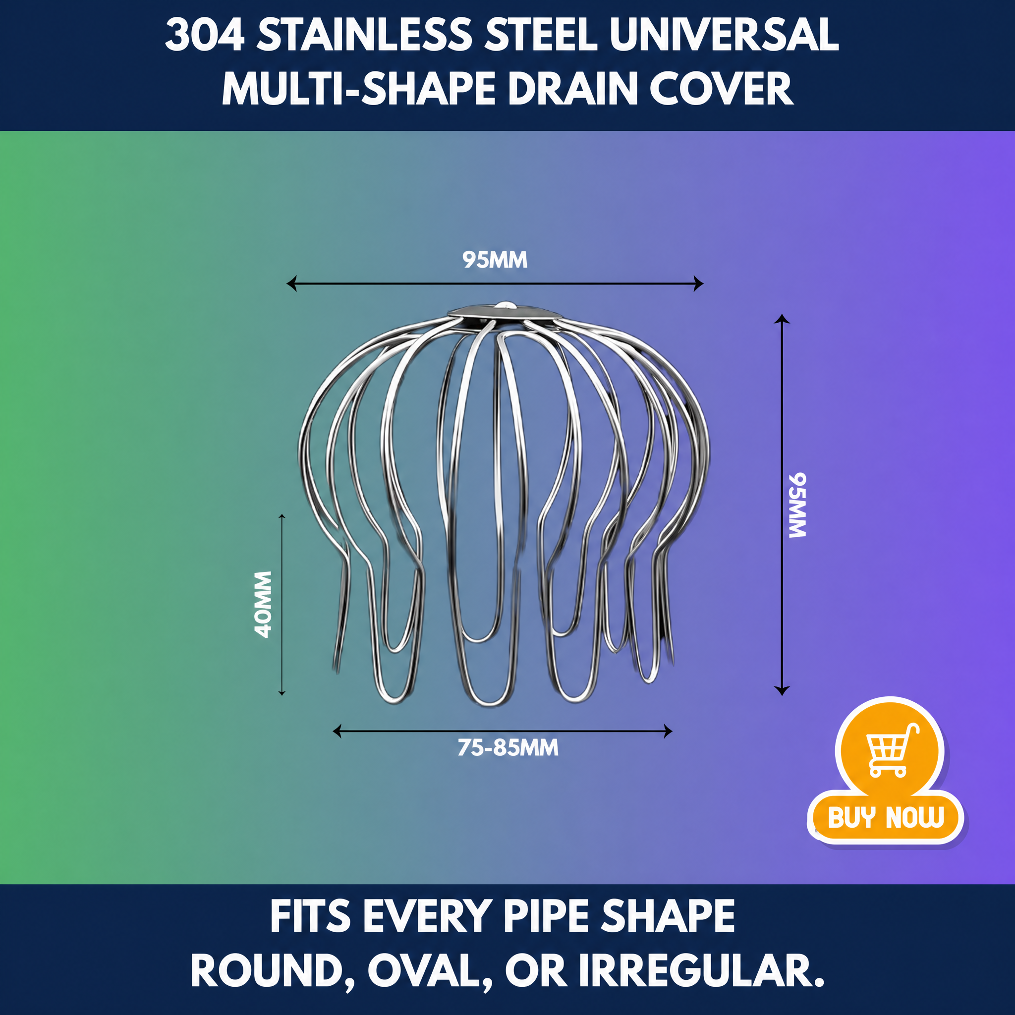 304 Stainless Steel Universal Multi-Shape Drain Cover