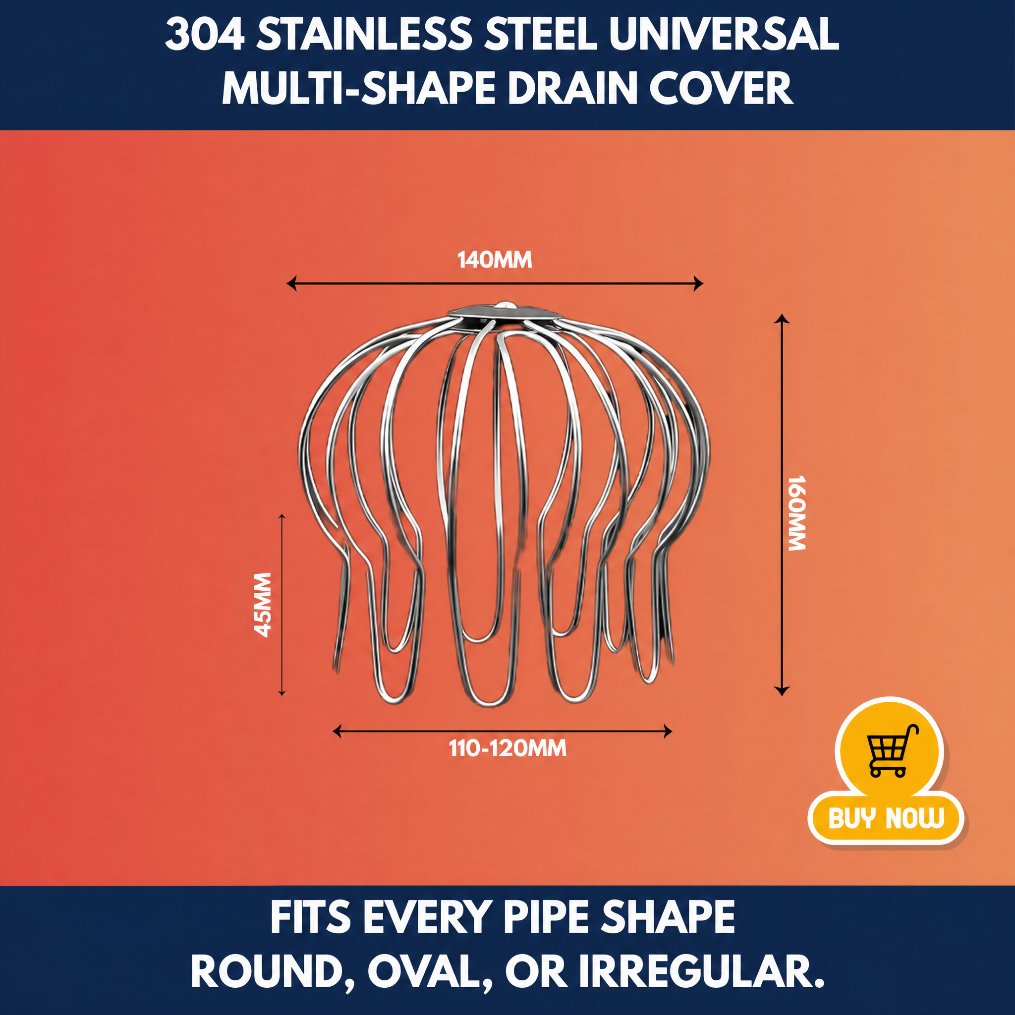 304 Stainless Steel Universal Multi-Shape Drain Cover